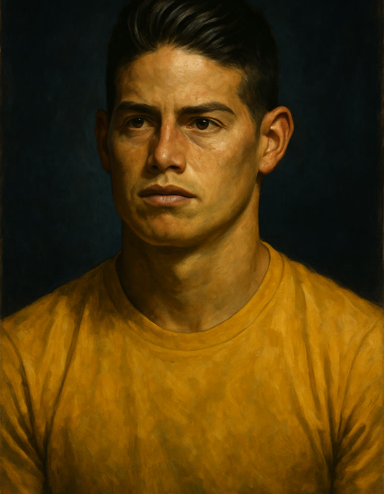 Illustrated portrait of James Rodríguez